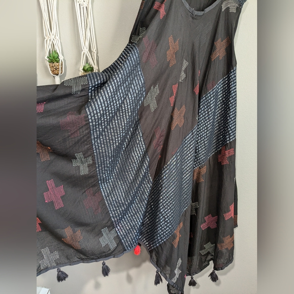 Free People Crossing Paths Pom Tassel Asymmetrical Hem Midi Dress XS - Picture 13 of 16